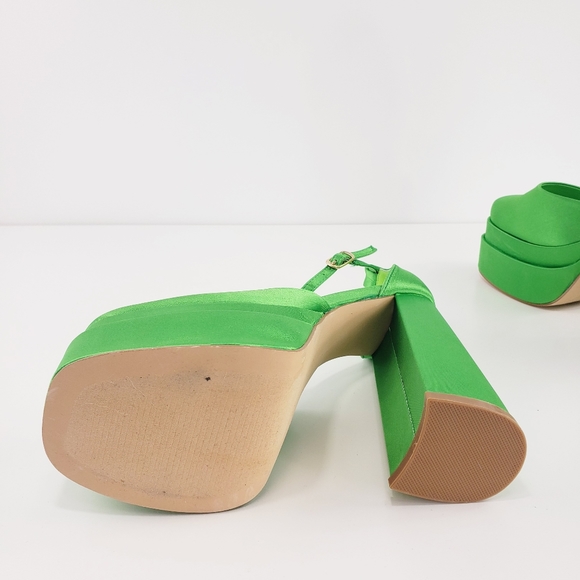 GREEN SATIN PLATFORMS - Picture 6 of 9